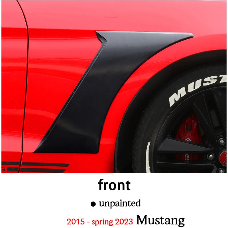 Front Rear Black Carbon Fiber Print Fender Vent Trim Exterior Custom Tuning Decoration for 2015 - Spring 2023 Ford Mustang 6th