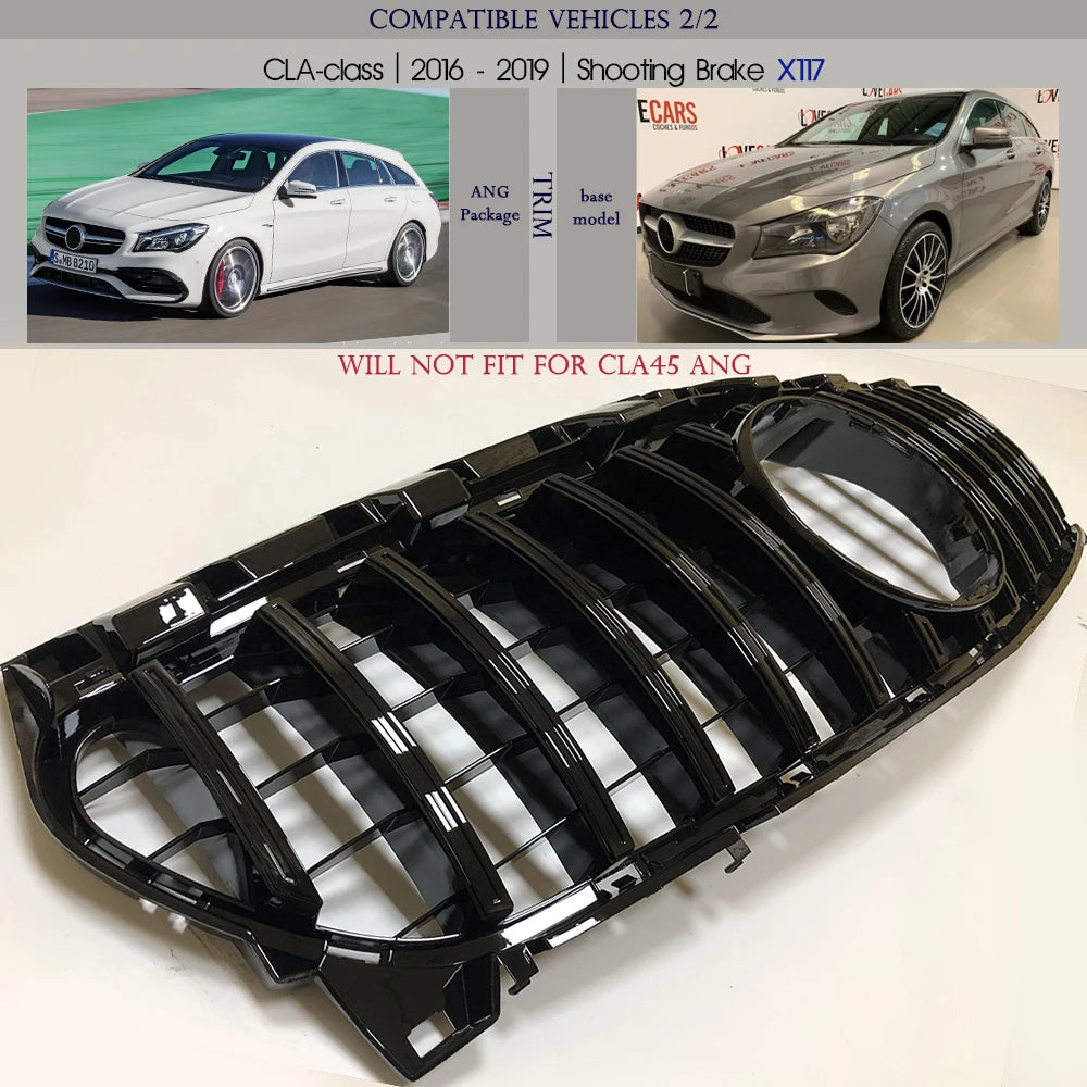 Black Silver Replacement Front Bumper GTR Grille Fit For Mercedes CLA Class W117 C117 Coupe X117 Shooting Brake 2013 - 2018