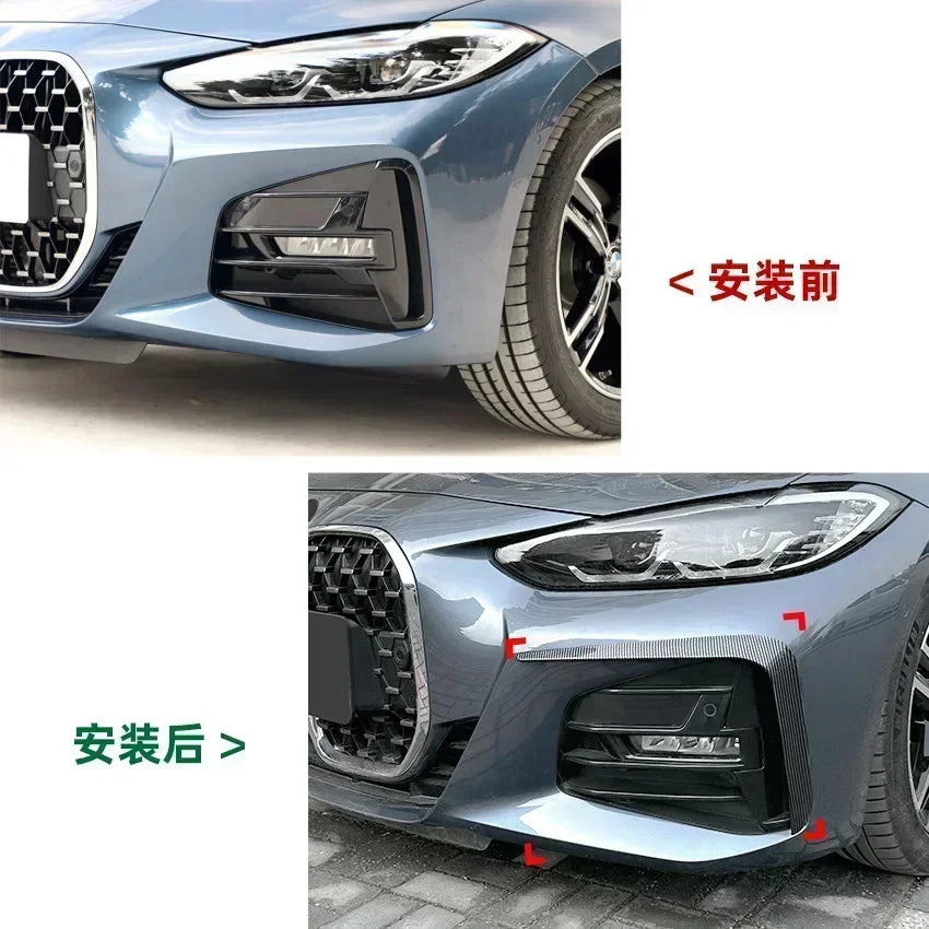 Car Styling Front Bumper Splitter Both Side Canards Decoration Cover Trim For BMW 4 Series G22 G23 M Sport 2020+ Accessories