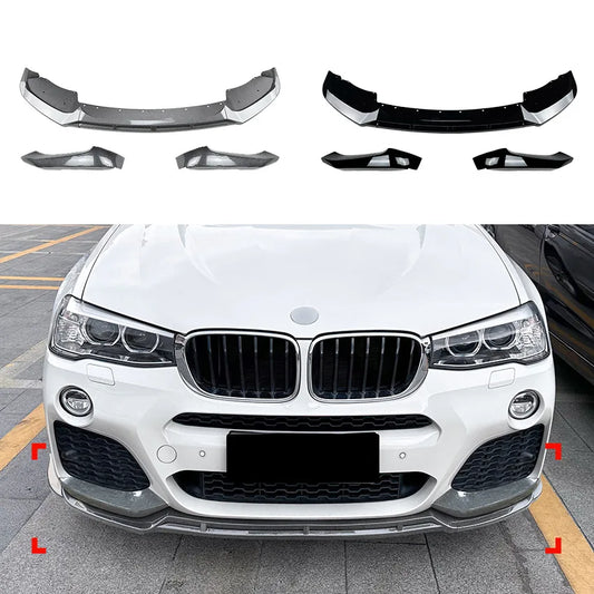 Carbon Look for BMW X3 F25 X4 F26 LCI M Sport 2014-2017 Front Bumper Lip Canards ABS Plastic Trim Cover Splitter Car Accessories