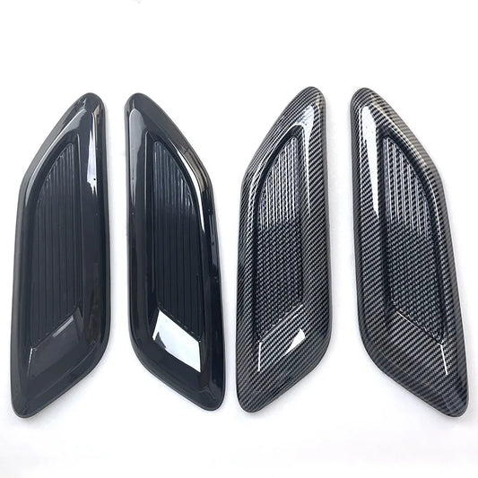 New Universal Car Hood Side Wing Air Outlet Trim Panel Decoration Sticker Bright Black Carbon Fibre Covers Car Styling Exterior