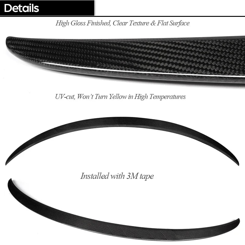 3*3 3K Dry Carbon Press-molding Prepreg Carbon Fiber Rear Lid Spoiler for Tesla 2017 - Aug. 2023 Model 3 (Not for 2023 Refresh)