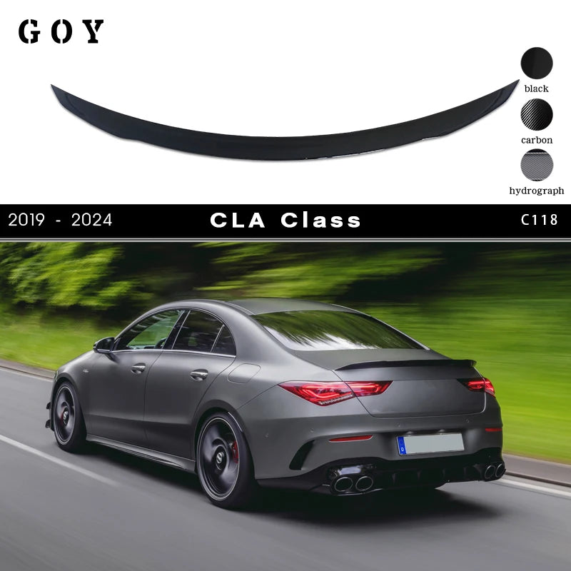 C118 Gloss Black Rear Deck Spoiler Boot Wing for 2013 - 2023 Mercedes CLA Class 4-Door Coupe W118 W117 & CLA45 AMG CLA200 CLA250