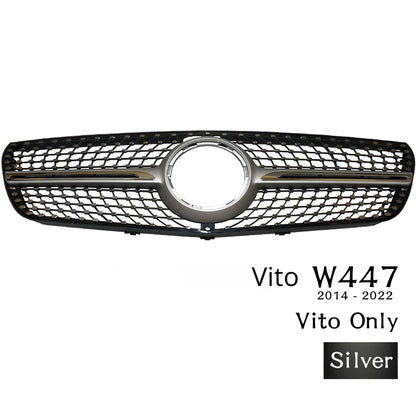 ABS Black Silver Replacement Diamonds Grille Fit For Mercedes V & Vito Class W447 2014 - 2019