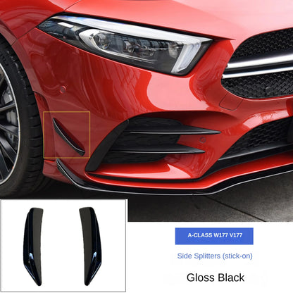 A35 Black Front Bumper Carbon Fiber Printing Canards Splitters for Mercedes A Class W177 V177 2019 - 2023 A180 A200  A220 A250