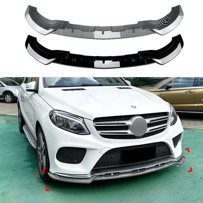 3 PCS Car Front Bumper Lip Black Splitter Spoiler for Mercedes Benz GLE Class W166 GLE Coupe C292 2015-2018 AMG Car Accessories