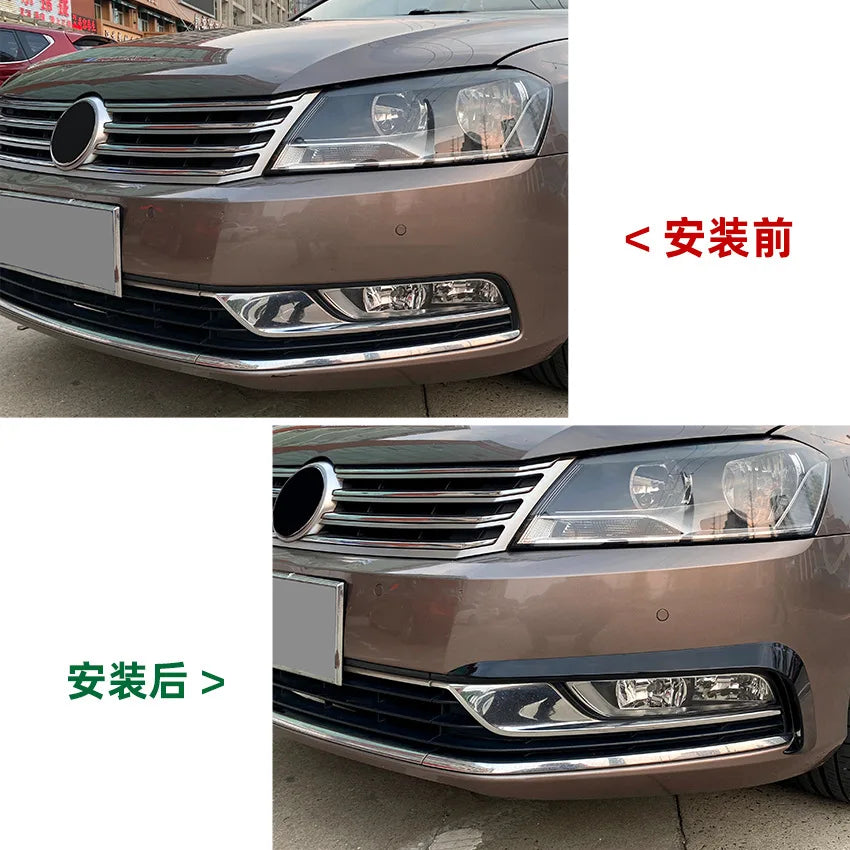 Front Fog Lamp Grille Decorative Covers Stickers For VW Volkswagen Passat B7 2011-2015 Side Canards Fins Lip Splitters Air Trim