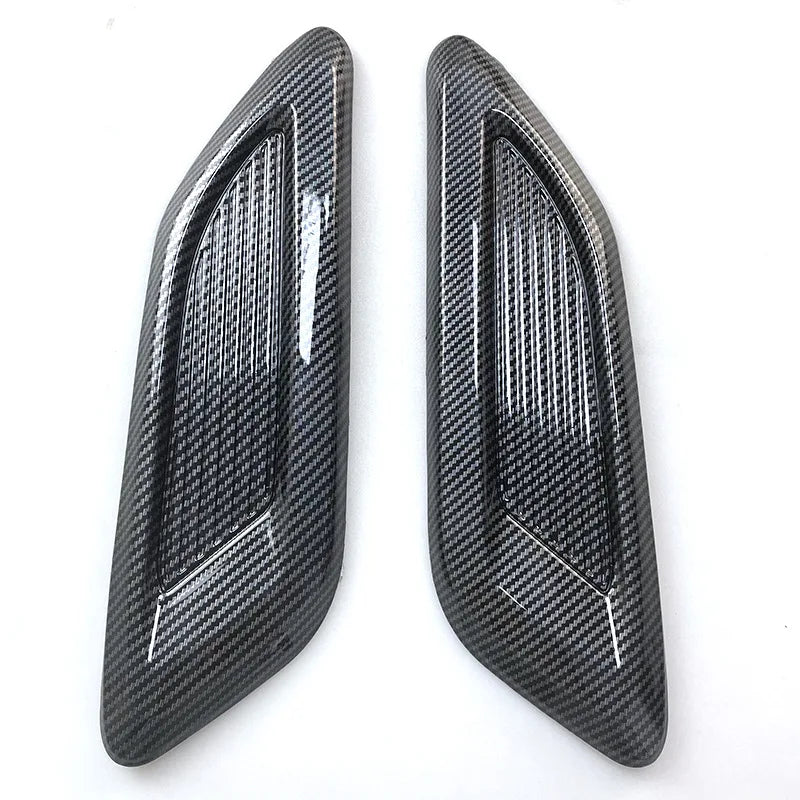 New Universal Car Hood Side Wing Air Outlet Trim Panel Decoration Sticker Bright Black Carbon Fibre Covers Car Styling Exterior