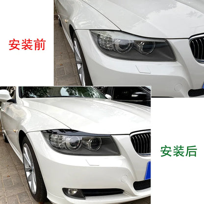 1 Pair Car Front Headlight Eyelid Eyebrow Trims Eyelash Black Stickers For BMW 3 Series E90 E91 320i 330i 2005-2012 Eyebrows