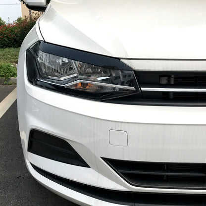 Gloss Black Headlights Eyebrow Eyelids Chrome Trim Sticker for Volkswagen VW Polo MK6 2019+ Carbon Fiber Accessories Car Styling