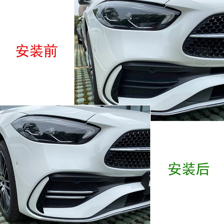 4 Pcs Front Bumper Fog Light Grille Decoration Trim Strips For Mercedes Benz C Class W206 C200 C260 C300 2022+ Exterior Trims