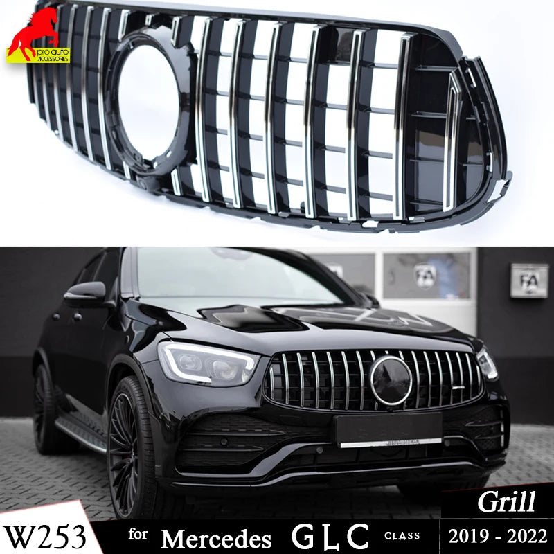 W253 Car Racing Gt Grill for GLC Class X253 C253 Coupe 2020-2022 GLC 250 GLC300 GLC43 Front Bumper Grille Radiator Replacement