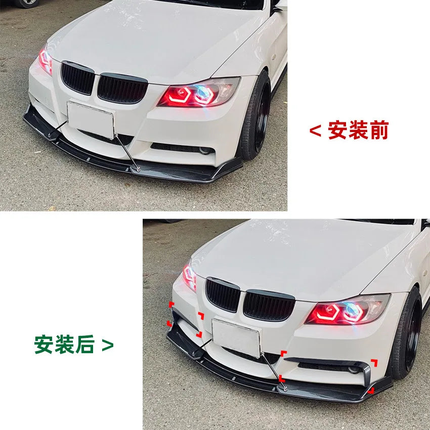 2 PCS Car Stickers Front Bumper Side Canards Decoration for BMW 3 Series E90 E91 M Sport Pre-LCL 2005-2008 Splitter Accessories