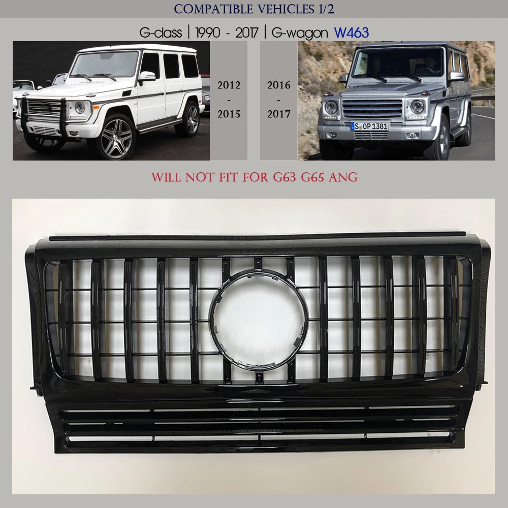 Black Silver Replacement Front Bumper Radiator GTR Grille Panamericana Grill Fit For Mercedes G Class W463 1990 - 2017