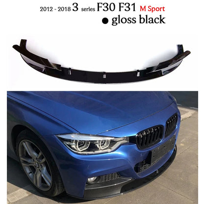 F30 M Sport Carbon Fiber Style & Gloss Black Front Bumper Lip for 2012 - 2018 3 Series F30 Sedan F31 Wagon 320i 325i 330i 335i