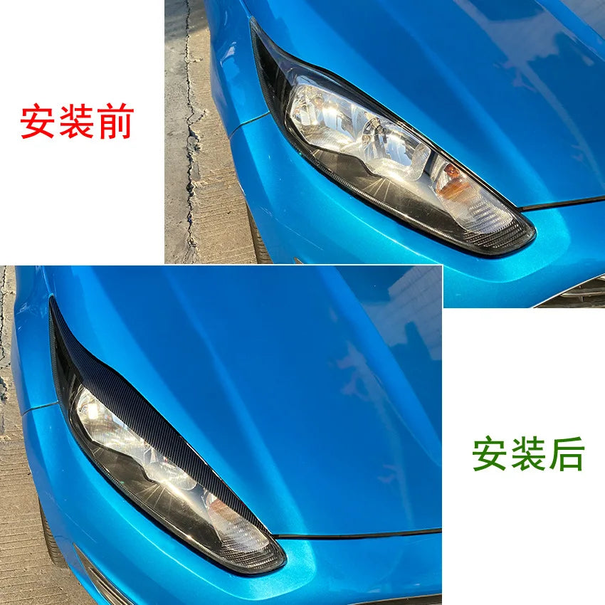 Glossy Black Car Headlight Lamp Eyebrow Eyelid Trim Cover For Ford Fiesta MK6.5 Facelift 2013-2017 ABS Accessories Car Styling