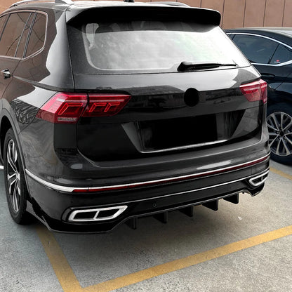 Rear Bumper Lip Spoiler Diffuser for Volkswagen VW Tiguan MK2 Rline 2021-2023 Glossy Black Splitter Body Kits Car Accessories