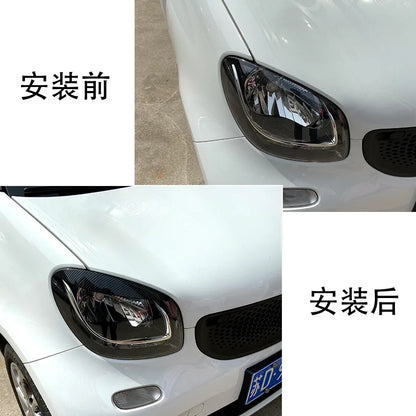 2pcs ABS Gloss Black Evil Eye Eyebrows for Mercedes Benz Smart 2014+ Front Headlight Eyelid Eyebrow Trims Eyelash Black Stickers