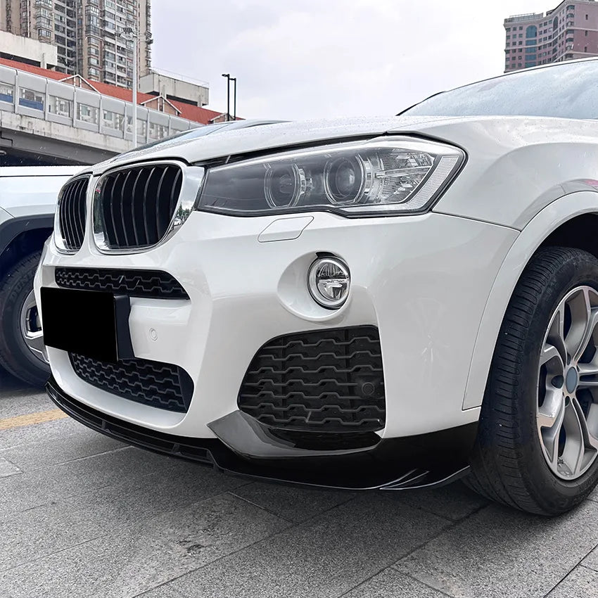 Carbon Look for BMW X3 F25 X4 F26 LCI M Sport 2014-2017 Front Bumper Lip Canards ABS Plastic Trim Cover Splitter Car Accessories