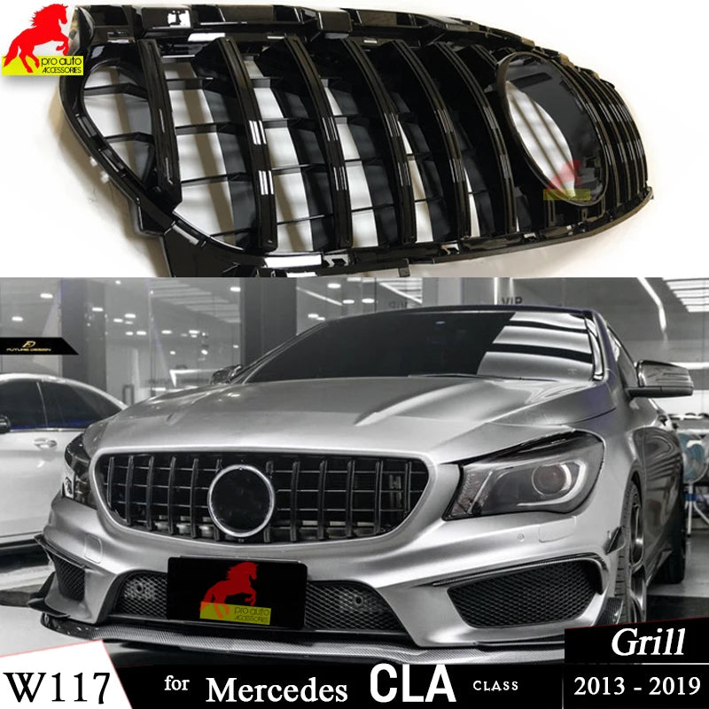 W117 Front Bumper Racing Grill Replacment for Mercedes Benz CLA Class 4-Door Coupe C117 & 5-Door Shooting Brake 2013-2018 CLA 45