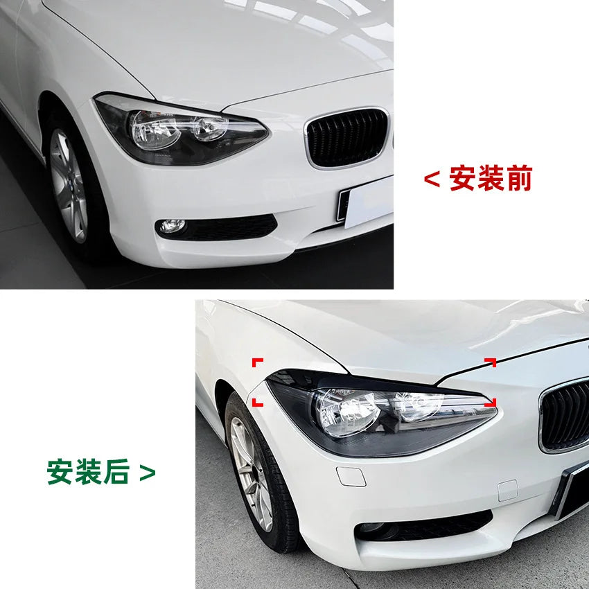 2pcs ABS Gloss Black Evil Eye Eyebrows for BMW 1 Series F20 F21 Pre-facelift 2011-2014 Headlight Eyebrows Eyelid Angle Eye Lids