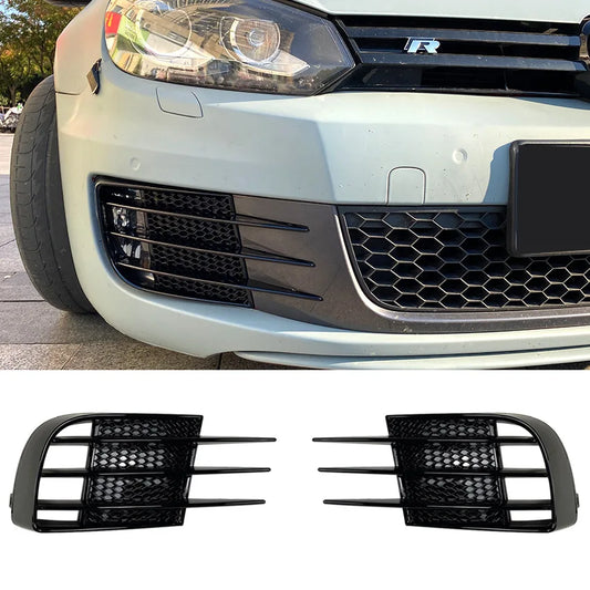 Car Styling Front Bumper Fog Light Strips Canards Air Intake Grille Cover Trim For VW Volkswagen Golf 6 GTI GTD 2009-2012 Black