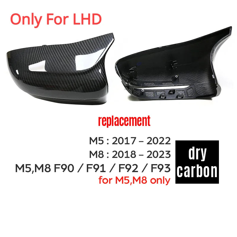 2pcs Real Carbon Fiber Side Rearview Mirror Cap Cover Trim for BMW F90 F91 F92 M5 M8 17-23 Rear View Mirror Covers Accessories