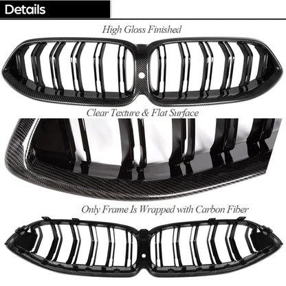 3*3 3K Carbon Fiber Front Bumper Grille for BMW 8 Series G14 Convertible G15 Coupe G16 Gran Coupe 2019 - 2024 840i 850i 840d