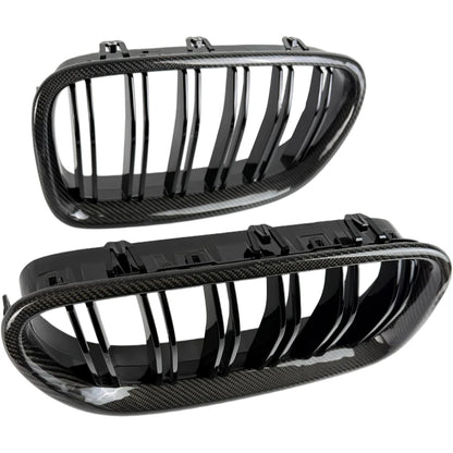F10 Grille, Real Carbon Fiber Framed Bumper Grill for 2010 - 2016 BMW 5 Series F10 Sedan F11 Estate 520i 528i 530i 535i & M5