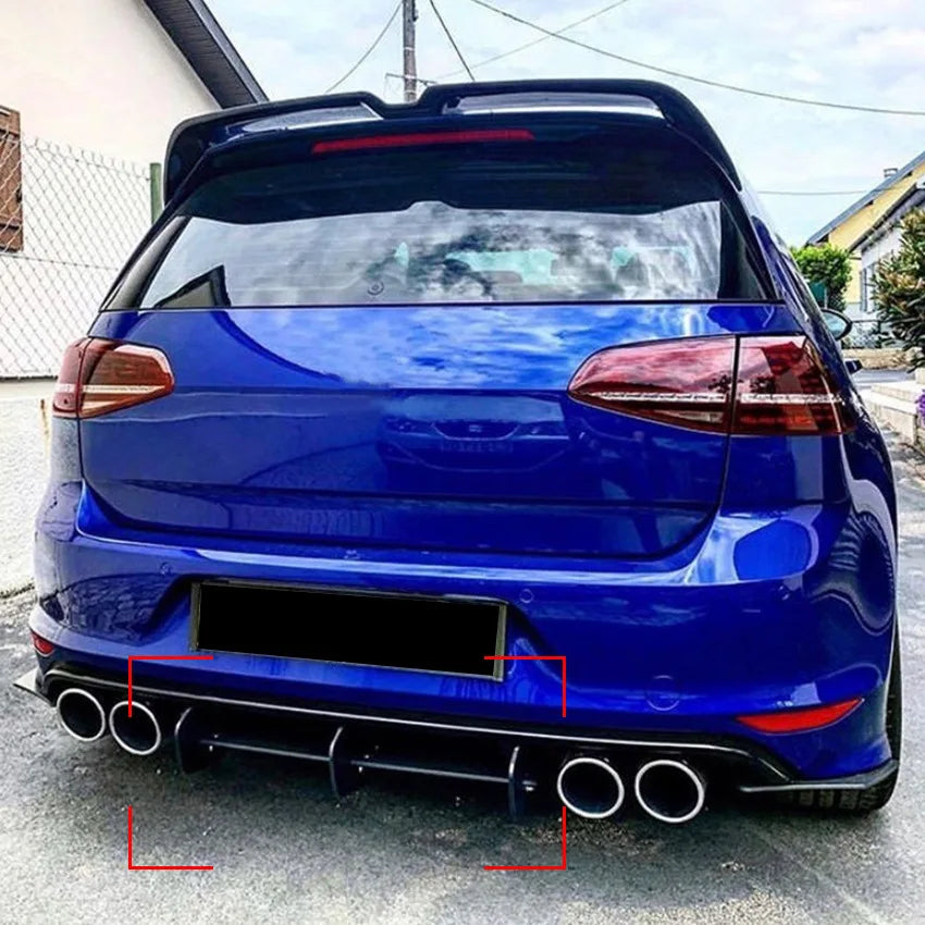 Glossy Black ABS Canards Diffuser For Volkswagen VW Golf MK7 R 2013-2016 Rear Bumper Splitter Spoiler Cover Car Accessories