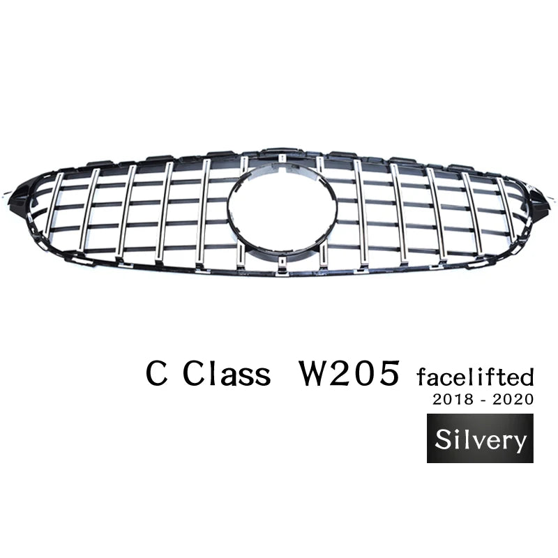 W205 Front Bumper GT Grill for Mercedes Benz C Class S205 A205 C205 2018-2020 C200 C250 C300 C350 C400 C450 C43 AMG Car Grille