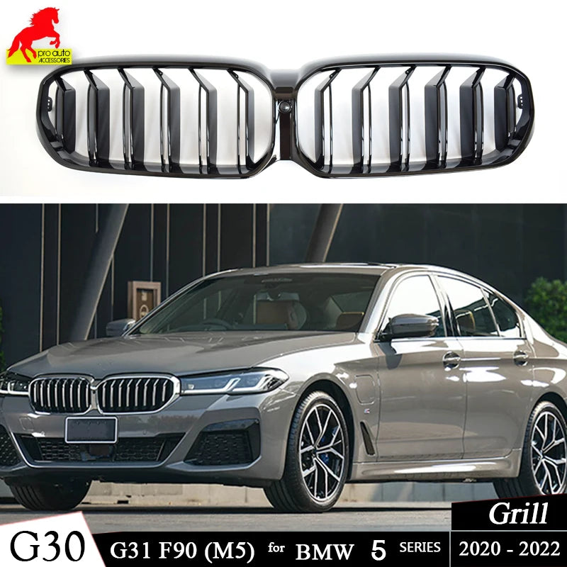 Front Kidney Grille Black Hood Grill for BMW 2020 - 2023 5 Series G30 G31 LCI 525d 530i 530d 535i 535d M5 F90 Car Racing Grills