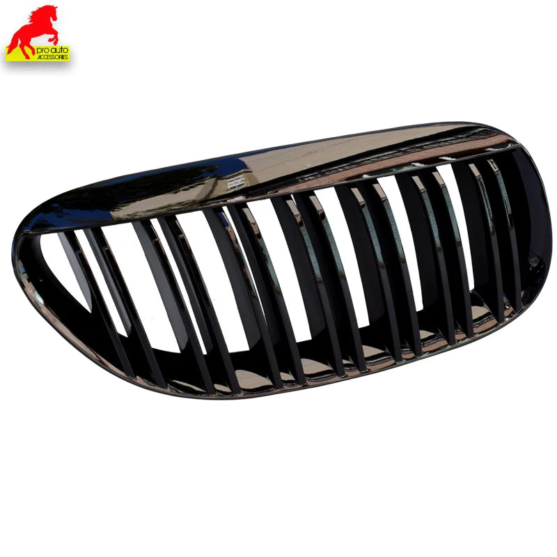 2Pcs Gloss Black Front Kidney Double Slat Grill Grille for BMW 2003-2010 6 Series E64 Cabrio E63 Coupe 630Ci 630i 645Ci 650i M6