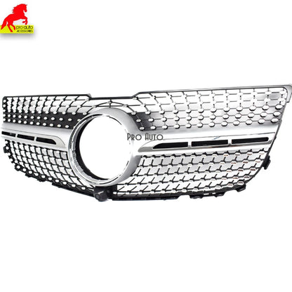 X204 GT Grilles Front Bumper Grill Mesh for Mercedes GLK Class 2012 - 2015 Diamond Black Silver Car Replacement Hood Mesh Grid