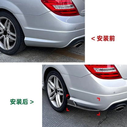 2 PCS Rear Canards Bumper Splitter Car Stickers for Benz C Class W204 AMG Line 2008-2014 Trim Cover Protector ABS Styling