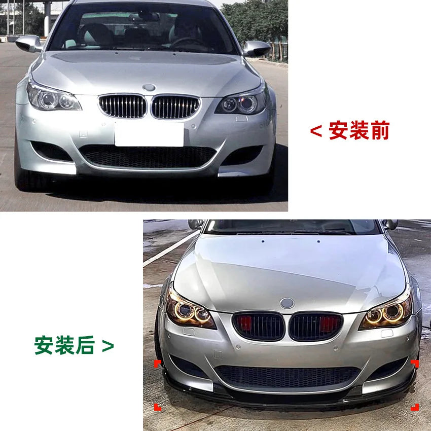 Car Front Bumper Lip Decoration Diffuser for BMW 5 Series E60 E61 M5 2005-2010 Glossy Black ABS Guard Protector Car Accessories