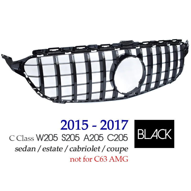 Panamericana Grille GTR Type Grill For Mercedes C Class W205 Sedan S205 Estate A205 Cabrio C205 Coupe 2015 - 2020 C180 C200 C300