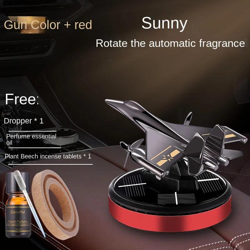 Solar Car Air Freshener Fighter Fragrance Auto Helicopter Modeling Decoration Interior Accessories Rotating Perfume Diffuser