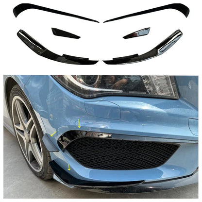 W117 Canards Front Bumper Spoiler Black for Mercedes Benz CLA Class C117 CLA200 2013-2016 Splitter Car Stickers Auto Accessories