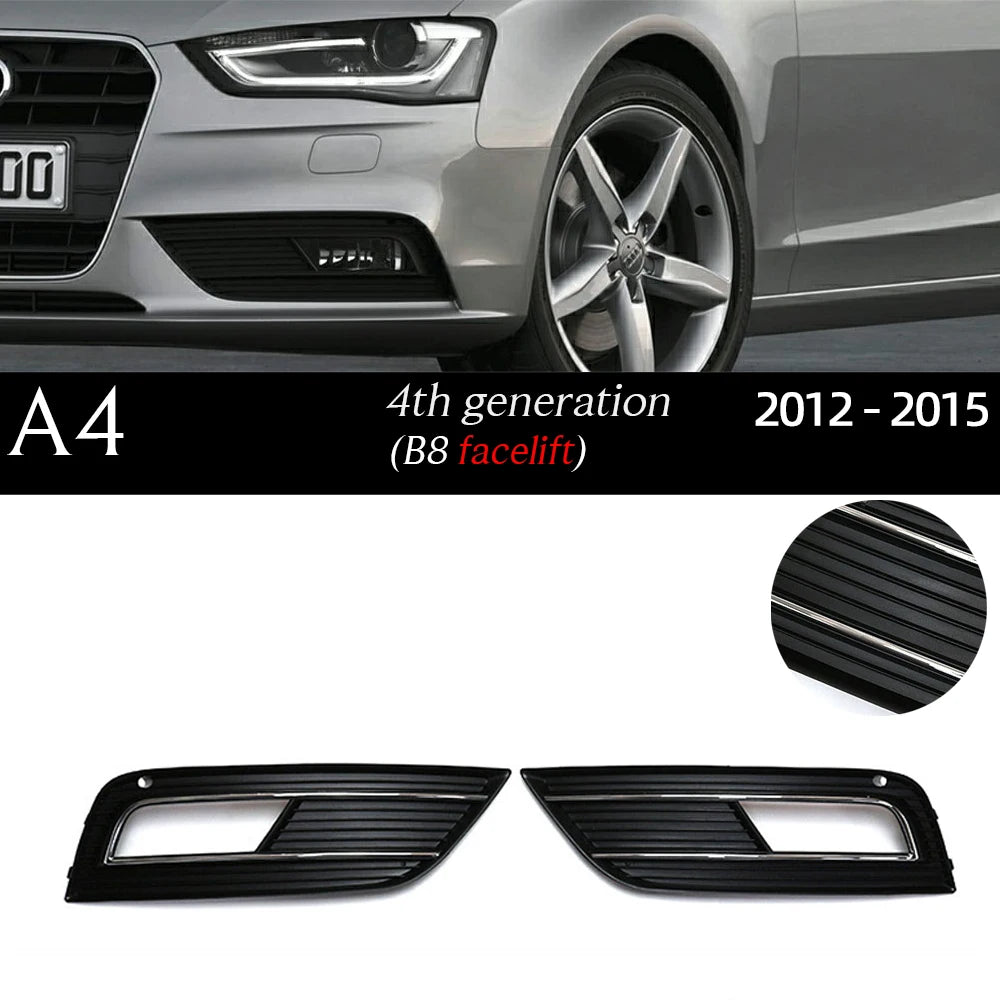 1 Pair Replacemennt Front Bumper Black Fog Light Case for Audi A4 S4 B6 8E B7 B8 8K B8.5 B9 8W B9.5 Fog Light Grille Fog Frame