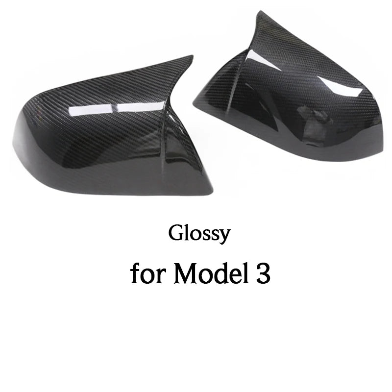 Prepreg Carbon Fiber Wing Side Door Mirror Housing Cover Caps Overlay Sticker Shell 1 Pair for Tesla Model Y Model 3