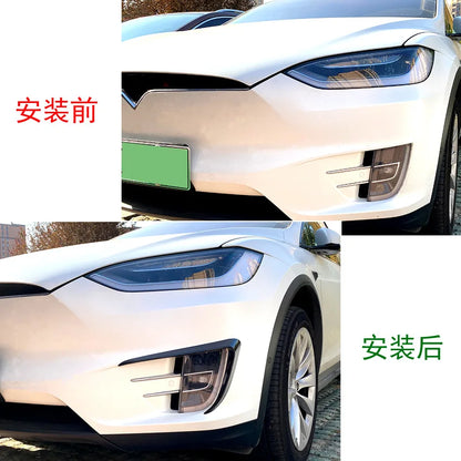 Front Bumper Fog Lamp Grille Replacement for Tesla Model X 2015-2020 Lamp Side Canards Fins Lip Splitters Air Trim Accessories