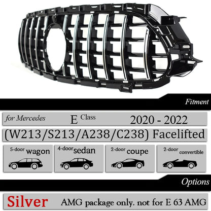 W213 Front Bumper Grille GT Grill for Mercedes E Class S213 C238 A238 2020 - 2022 E200 E300 E350 E400 E43 E53 Mesh Hood Grills