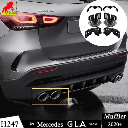 Car Rear Muffler Exhaust Cutters for Mercedes Benz GLA Class H247 GLA200 220 250 GLA35 Up to GLA45 AMG Tips Pipe Bracket Trim