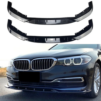 G30 Carbon Fiber & Black Front Bumper Lip Diffuser Spoiler for BMW 5 Series 525i 530i Splitter Canard Body Kit Car Accessories