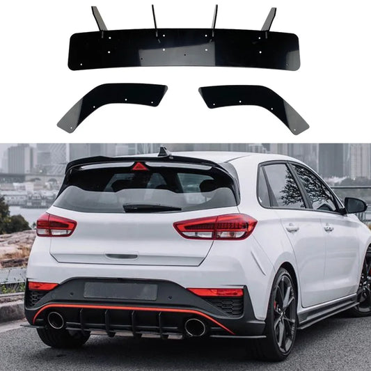 Car Rear Bumper Lip Diffuser Spoiler Splitter Gloss Black Canards Cover Stickers for Hyundai I30N MK3.5 Hatchback Facelift 2020+