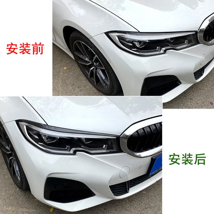 2PCS Car Headlights Eyebrow Eyelids For BMW 3 Series G20 G28 Sedan 320i 325i 330i Pre-Facelift 2019-2022 ABS Trim Cover Sticker