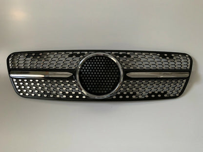 ABS Black Silver Replacement Front Bumper Radiator Diamonds Grille Grill for Mercedes Benz ML W163 1998-2004 GT Racing Grills
