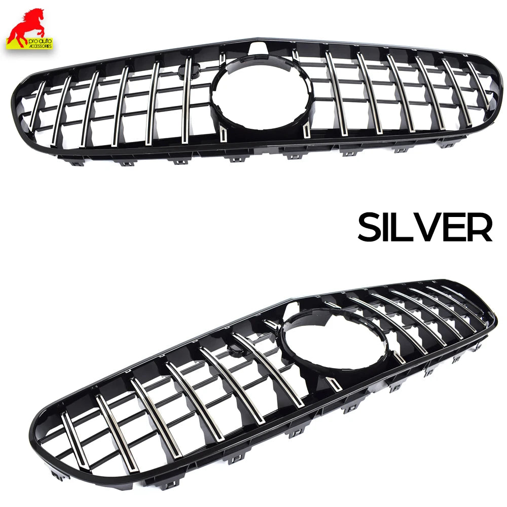 W217 Front Bumper Racing Grille Silver Grill for Mercedes S Class C217 Coupe A217 Cabriolet 2014-2020, Not for S65 AMG S63 AMG