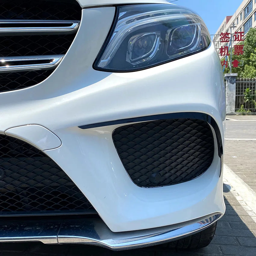 For Mercedes Benz GLE Class W166 C292 2015-2018 AMG Front Bumper Canards Spoiler Splitter Air Vent Fog Lamp Grille Trim Stickers